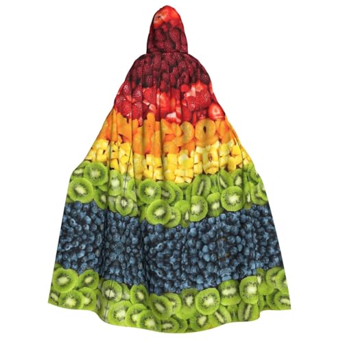 Umhang mit Kapuze für Herren und Damen, mit Frucht, Regenbogen-Druck, für Cosplay, Halloween, Weihnachten, Karneval, Partys von WOmeng