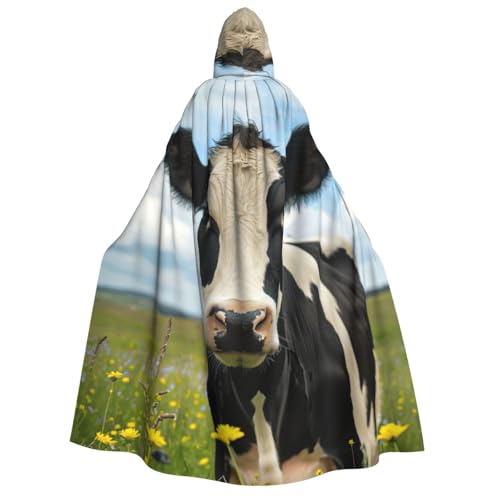 Umhang mit Kapuze für Herren und Damen, mit Milchkuh-Aufdruck, Cosplay, Kostüm, Halloween, Weihnachten, Karneval, Partys von WOmeng