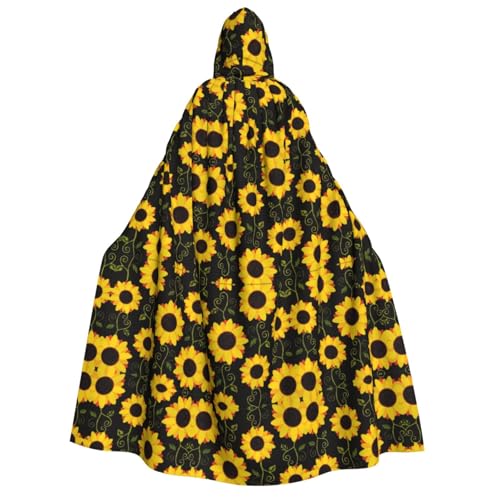 Umhang mit Kapuze für Herren und Damen, mit Sonnenblumen-Motiv, für Cosplay, Halloween, Weihnachten, Karneval, Partys von WOmeng