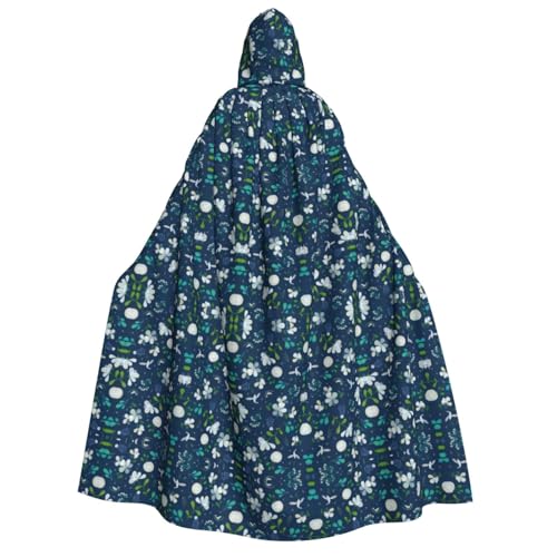 Umhang mit Kapuze und Gras- und Taubenaufdruck, für Herren, Damen, Erwachsene, Cosplay, Halloween, Weihnachten, Karneval, Partys von WOmeng