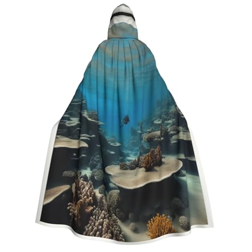 Unterwasser-Ozeanblick-Druck, für Herren und Damen, Erwachsene, Kapuzenumhang, Cosplay, Kostüm, Halloween, Weihnachten, Karneval, Partys von WOmeng