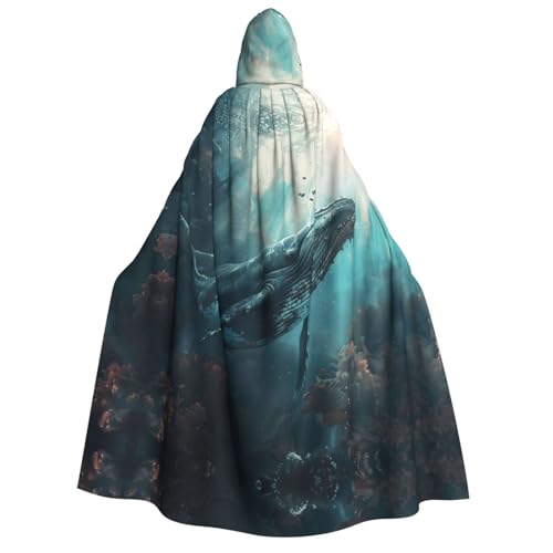 Unterwasserwal-Aufdruck, für Herren und Damen, Erwachsene, Kapuzenumhang, Cosplay, Kostüm, Halloween, Weihnachten, Karneval, Partys von WOmeng