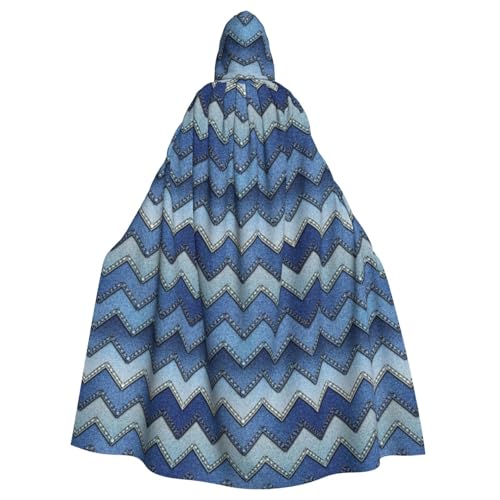 WOmeng Blauer Denim-Druck, volle Länge, Halloween, Unisex, Umhang mit Kapuze, mittelalterliche Farben, Kostüm, Cosplay, Party WOmeng Blauer Denim-Druck, volle Länge, Halloween, Unisex, Umhang mit Kapuze, mittelalterliche Farben, Kostüm, Cosplay, Party von WOmeng