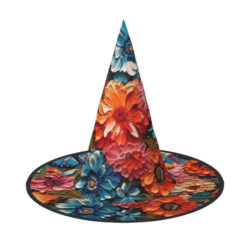 WOmeng Blumen und Schmetterling Druck Halloween Hexenhut Karneval Kostüm Zubehör Faltbare Leichte Kappe Festivals von WOmeng