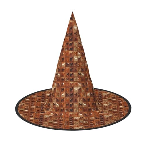 WOmeng Brauner Pferdeaufdruck Halloween Hexenhut Karneval Kostüm Zubehör Faltbare Leichte Kappe Festivals WOmeng Brauner Pferdeaufdruck Halloween Hexenhut Karneval Kostüm Zubehör Faltbare Leichte Kappe Festivals von WOmeng