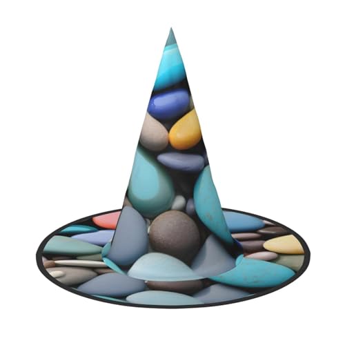 WOmeng Bunte Kieselsteine, Halloween-Hexenhut, Karneval, Kostüm, Zubehör, faltbar, leicht, für Festivals WOmeng Bunte Kieselsteine, Halloween-Hexenhut, Karneval, Kostüm, Zubehör, faltbar, leicht, für Festivals von WOmeng