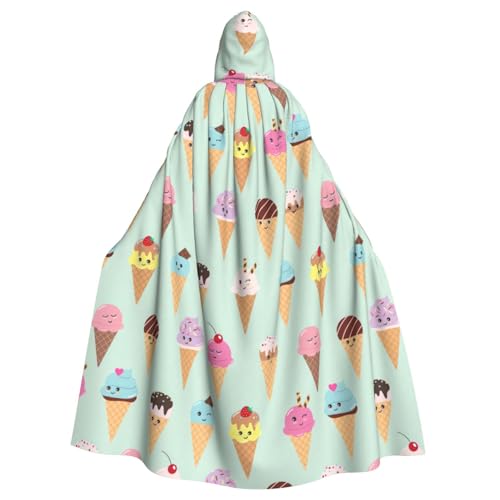 WOmeng Eistüten-Druck, volle Länge, Halloween, Unisex, Umhang mit Kapuze, mittelalterliche Farben, Kostüm, Cosplay, Party WOmeng Eistüten-Druck, volle Länge, Halloween, Unisex, Umhang mit Kapuze, mittelalterliche Farben, Kostüm, Cosplay, Party von WOmeng