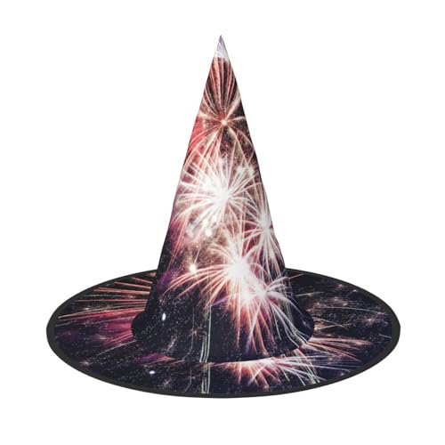 WOmeng Explosion Feuerwerk Druck Halloween Hexenhut Karneval Kostüm Zubehör Faltbare Leichte Kappe Festivals von WOmeng