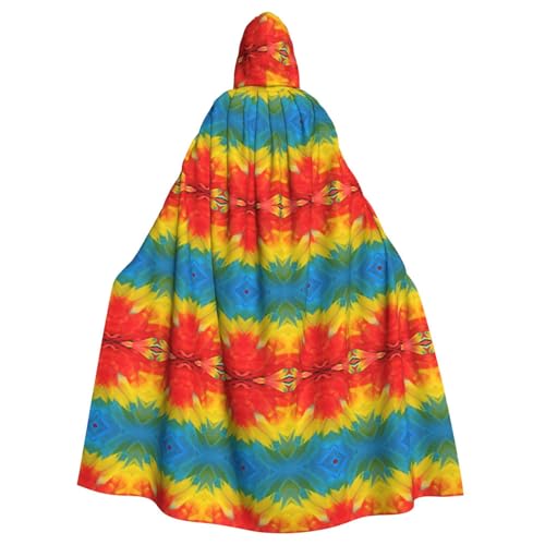 WOmeng Fantastischer Papageienfeder-Druck, volle Länge, Halloween, Unisex, Umhang mit Kapuze, mittelalterliche Farben, Kostüm, Cosplay, Party von WOmeng