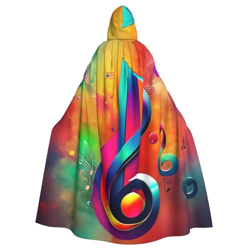 WOmeng Farbenfroher Musiknoten-Druck, volle Länge, Halloween, Unisex, Umhang mit Kapuze, mittelalterliche Farben, Kostüm, Cosplay, Party WOmeng Farbenfroher Musiknoten-Druck, volle Länge, Halloween, Unisex, Umhang mit Kapuze, mittelalterliche Farben, Kostüm, Cosplay, Party von WOmeng