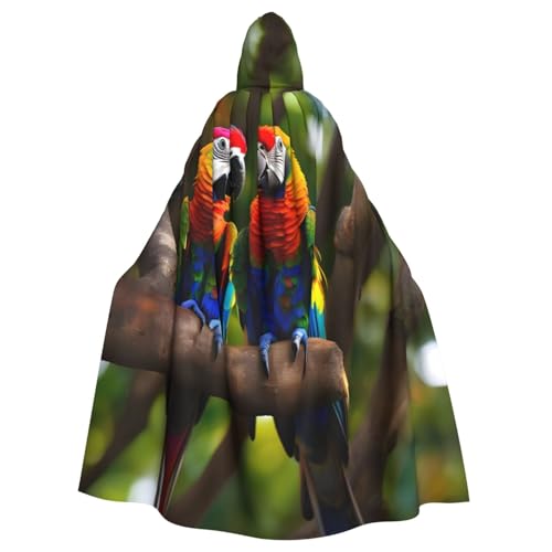 WOmeng Farbenfroher Papageien auf Baum, Halloween-Umhang, Unisex, mit Kapuze, mittelalterliche Farben, Kostüm, Cosplay, Party WOmeng Farbenfroher Papageien auf Baum, Halloween-Umhang, Unisex, mit Kapuze, mittelalterliche Farben, Kostüm, Cosplay, Party von WOmeng
