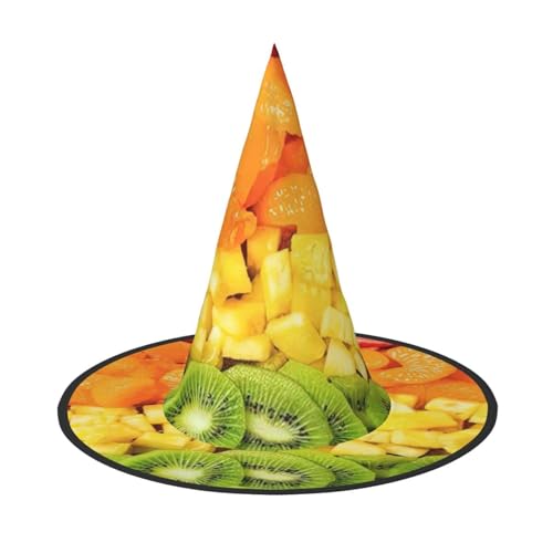 WOmeng Fruit Rainbow Print Halloween Hexenhut Karneval Kostüm Zubehör Faltbare Leichte Kappe Festivals von WOmeng