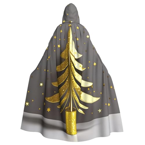 WOmeng Goldener Glitzer-Weihnachtsbaum-Druck, volle Länge, Halloween, Unisex, Umhang mit Kapuze, mittelalterliche Farben, Kostüm, Cosplay, Party WOmeng Goldener Glitzer-Weihnachtsbaum-Druck, volle Länge, Halloween, Unisex, Umhang mit Kapuze, mittelalterliche Farben, Kostüm, Cosplay, Party von WOmeng