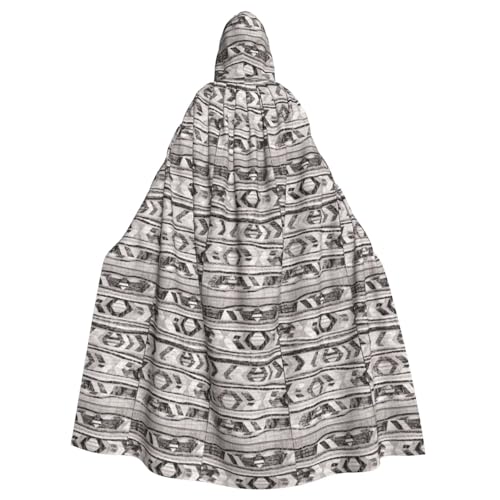 WOmeng Grauer Tribal-Druck, volle Länge, Halloween, Unisex, Umhang mit Kapuze, mittelalterliche Farben, Kostüm, Cosplay, Party von WOmeng