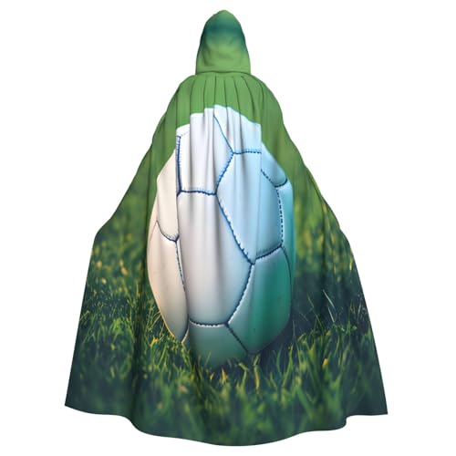WOmeng Grüner Fußball auf Gras-Druck, volle Länge, Halloween, Unisex, Umhang mit Kapuze, mittelalterliche Farben, Kostüm, Cosplay, Party WOmeng Grüner Fußball auf Gras-Druck, volle Länge, Halloween, Unisex, Umhang mit Kapuze, mittelalterliche Farben, Kostüm, Cosplay, Party von WOmeng