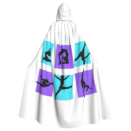 WOmeng Gymnastik-Spiel-Druck, volle Länge, Halloween-Umhang, Unisex, mit Kapuze, mittelalterliche Farben, Kostüm, Cosplay, Party von WOmeng
