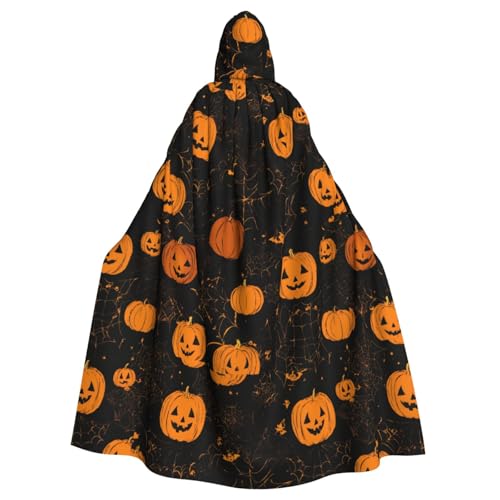 WOmeng Halloween-Kürbis-Druck, volle Länge, Halloween-Umhang, Unisex, mit Kapuze, mittelalterliche Farben, Kostüm, Cosplay, Party von WOmeng