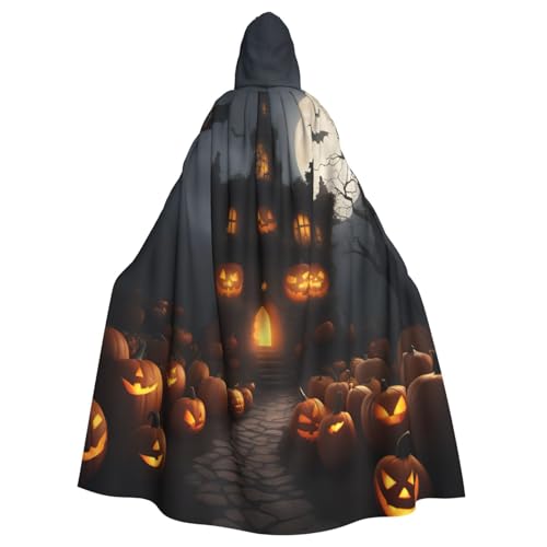 WOmeng Halloween-Kürbis-Druck, volle Länge, Halloween-Umhang, Unisex, mit Kapuze, mittelalterliche Farben, Kostüm, Cosplay, Party von WOmeng