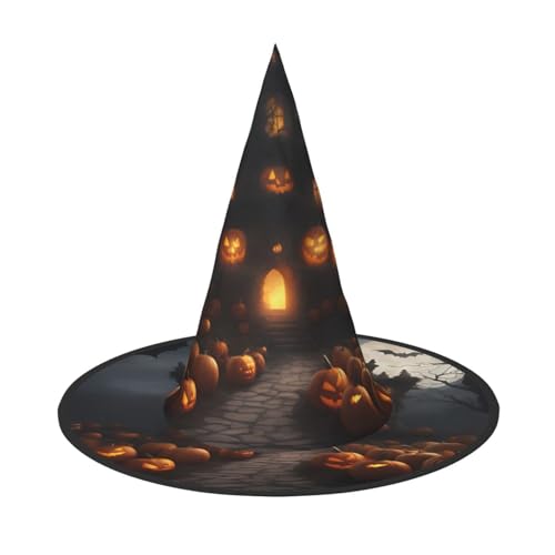 WOmeng Halloween Kürbis Druck Halloween Hexenhut Karneval Kostüm Zubehör Faltbare Leichte Kappe Festivals von WOmeng