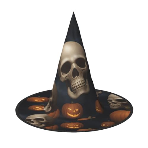 WOmeng Halloween Schädel Druck Halloween Hexenhut Karneval Kostüm Zubehör Faltbare Leichte Kappe Festivals von WOmeng