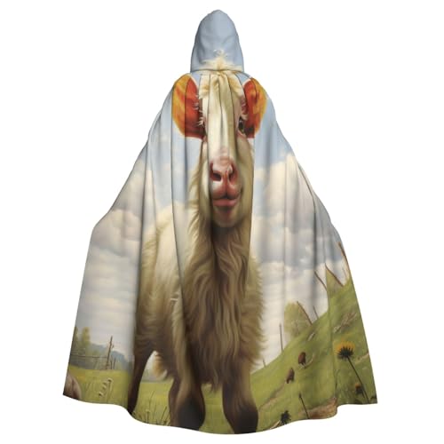 WOmeng Halloween-Umhang mit Bauernhof-Tierdruck, Unisex, mit Kapuze, mittelalterliche Farben, Kostüm, Cosplay, Party von WOmeng