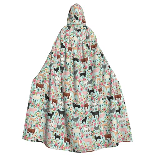 WOmeng Halloween-Umhang mit Bauernhof-Tierdruck, Unisex, mit Kapuze, mittelalterliche Farben, Kostüm, Cosplay, Party WOmeng Halloween-Umhang mit Bauernhof-Tierdruck, Unisex, mit Kapuze, mittelalterliche Farben, Kostüm, Cosplay, Party von WOmeng