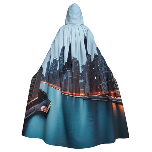 WOmeng Halloween-Umhang mit Chicago-Druck, volle Länge, Unisex, mit Kapuze, mittelalterliche Farben, Kostüm, Cosplay, Party WOmeng Halloween-Umhang mit Chicago-Druck, volle Länge, Unisex, mit Kapuze, mittelalterliche Farben, Kostüm, Cosplay, Party von WOmeng