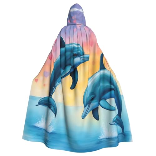 WOmeng Halloween-Umhang mit Delfinen in Liebe, Unisex, mit Kapuze, mittelalterliche Farben, Kostüm, Cosplay, Party WOmeng Halloween-Umhang mit Delfinen in Liebe, Unisex, mit Kapuze, mittelalterliche Farben, Kostüm, Cosplay, Party von WOmeng