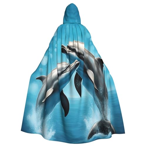WOmeng Halloween-Umhang mit Delfinen in Liebe, Unisex, mit Kapuze, mittelalterliche Farben, Kostüm, Cosplay, Party WOmeng Halloween-Umhang mit Delfinen in Liebe, Unisex, mit Kapuze, mittelalterliche Farben, Kostüm, Cosplay, Party von WOmeng