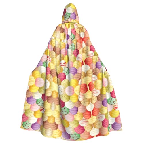 WOmeng Halloween-Umhang mit Eiscreme-Aufdruck, Unisex, mit Kapuze, mittelalterliche Farben, Kostüm, Cosplay, Party WOmeng Halloween-Umhang mit Eiscreme-Aufdruck, Unisex, mit Kapuze, mittelalterliche Farben, Kostüm, Cosplay, Party von WOmeng