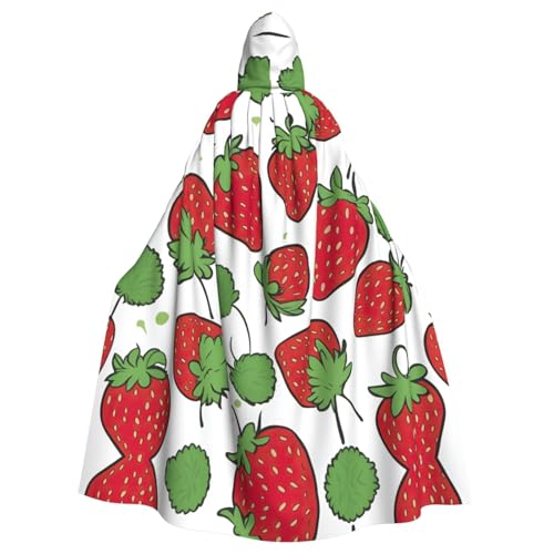WOmeng Halloween-Umhang mit Erdbeermuster, Unisex, mit Kapuze, mittelalterliche Farben, Kostüm, Cosplay, Party WOmeng Halloween-Umhang mit Erdbeermuster, Unisex, mit Kapuze, mittelalterliche Farben, Kostüm, Cosplay, Party von WOmeng