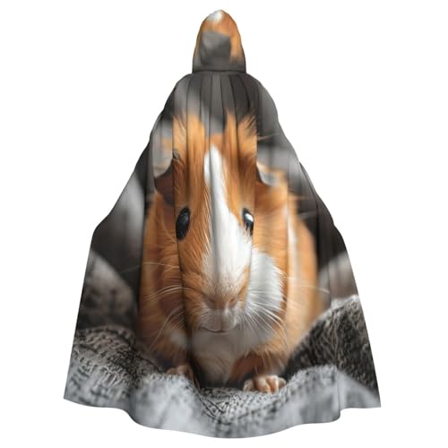 WOmeng Halloween-Umhang mit Meerschweinchen-Aufdruck, Unisex, mit Kapuze, mittelalterliche Farben, Kostüm, Cosplay, Party von WOmeng