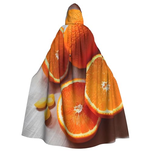 WOmeng Halloween-Umhang mit frischem orangefarbenem Obstdruck, Unisex, mit Kapuze, mittelalterliche Farben, Kostüm, Cosplay, Party von WOmeng