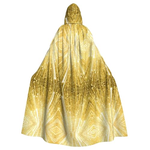 WOmeng Halloween-Umhang mit goldfarbenem Glitzer-Druck, Unisex, mit Kapuze, mittelalterliche Farben, Kostüm, Cosplay, Party von WOmeng