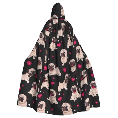 WOmeng Halloween-Umhang mit niedlichem Mops-Aufdruck, Unisex, mit Kapuze, mittelalterliche Farben, Kostüm, Cosplay, Party WOmeng Halloween-Umhang mit niedlichem Mops-Aufdruck, Unisex, mit Kapuze, mittelalterliche Farben, Kostüm, Cosplay, Party von WOmeng