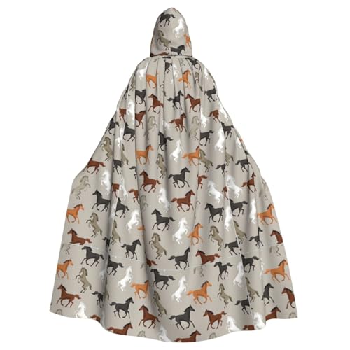WOmeng Halloween-Umhang mit niedlichem Pferdemotiv, Unisex, mit Kapuze, mittelalterliche Farben, Kostüm, Cosplay, Party WOmeng Halloween-Umhang mit niedlichem Pferdemotiv, Unisex, mit Kapuze, mittelalterliche Farben, Kostüm, Cosplay, Party von WOmeng