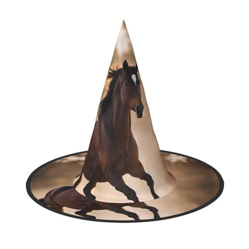 WOmeng Laufende Pferde Druck Halloween Hexenhut Karneval Kostüm Zubehör Faltbare Leichte Kappe Festivals von WOmeng