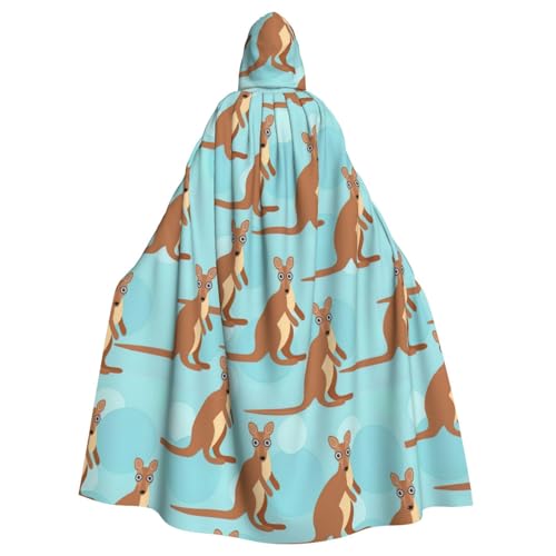 WOmeng Lustiger Umhang mit Känguru-Zoo-Druck, volle Länge, Halloween, Unisex, mit Kapuze, mittelalterliche Farben, Kostüm, Cosplay, Party von WOmeng