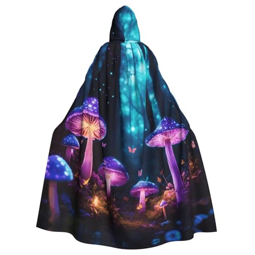 WOmeng Magischer Pilz-Druck, volle Länge, Halloween, Unisex, Umhang mit Kapuze, mittelalterliche Farben, Kostüm, Cosplay, Party von WOmeng