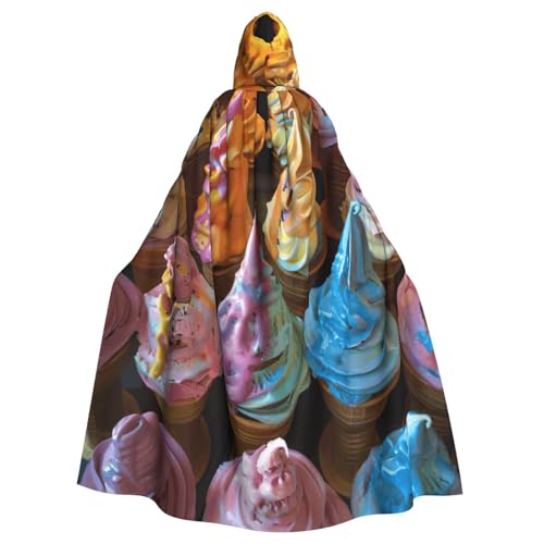 WOmeng Mehrfarbiger Eiscreme-Druck, volle Länge, Halloween, Unisex, Umhang mit Kapuze, mittelalterliche Farben, Kostüm, Cosplay, Party WOmeng Mehrfarbiger Eiscreme-Druck, volle Länge, Halloween, Unisex, Umhang mit Kapuze, mittelalterliche Farben, Kostüm, Cosplay, Party von WOmeng