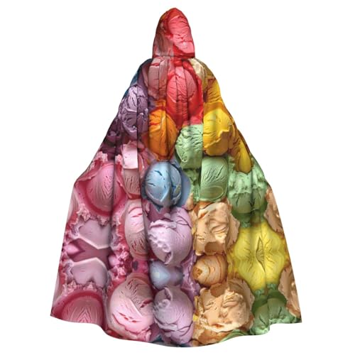 WOmeng Mehrfarbiger Eiscreme-Druck, volle Länge, Halloween, Unisex, Umhang mit Kapuze, mittelalterliche Farben, Kostüm, Cosplay, Party WOmeng Mehrfarbiger Eiscreme-Druck, volle Länge, Halloween, Unisex, Umhang mit Kapuze, mittelalterliche Farben, Kostüm, Cosplay, Party von WOmeng
