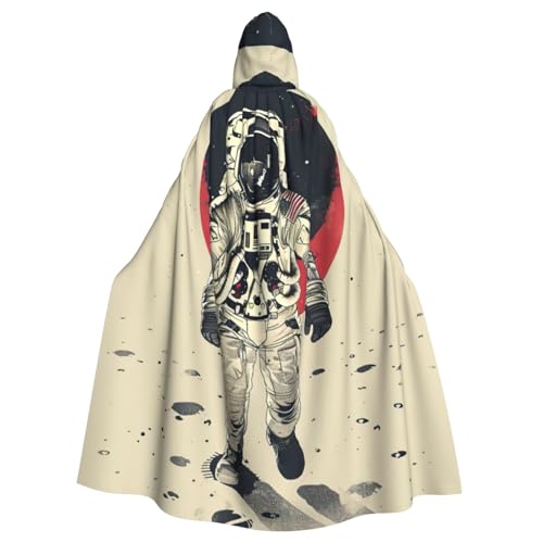 WOmeng Mond-Astronauten-Druck, volle Länge, Halloween, Unisex, Umhang mit Kapuze, mittelalterliche Farben, Kostüm, Cosplay, Party WOmeng Mond-Astronauten-Druck, volle Länge, Halloween, Unisex, Umhang mit Kapuze, mittelalterliche Farben, Kostüm, Cosplay, Party von WOmeng