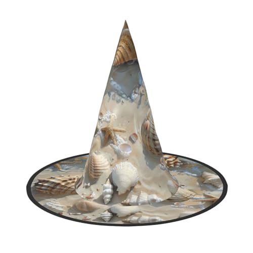 WOmeng Muscheln Sanddruck Halloween Hexenhut Karneval Kostüm Zubehör Faltbare Leichte Kappe Festivals WOmeng Muscheln Sanddruck Halloween Hexenhut Karneval Kostüm Zubehör Faltbare Leichte Kappe Festivals von WOmeng