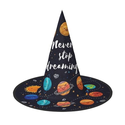 WOmeng Niedlicher Planeten-Druck Halloween Hexenhut Karneval Kostüm Zubehör Faltbare Leichte Kappe Festivals von WOmeng