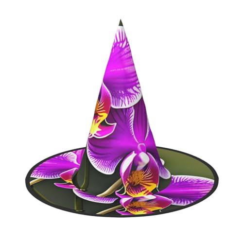 WOmeng Orchidee Blume Druck Halloween Hexenhut Karneval Kostüm Zubehör Faltbare Leichte Kappe Festivals WOmeng Orchidee Blume Druck Halloween Hexenhut Karneval Kostüm Zubehör Faltbare Leichte Kappe Festivals von WOmeng
