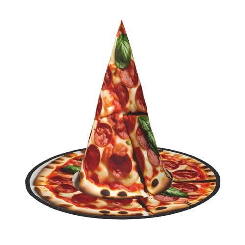 WOmeng Pizza Food Print Halloween Hexenhut Karneval Kostüm Zubehör Faltbare Leichte Kappe Festivals von WOmeng