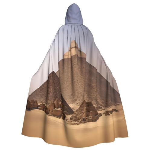 WOmeng Pyramiden von Ägypten Druck, volle Länge, Halloween-Umhang, Unisex, mit Kapuze, mittelalterliche Farben, Kostüm, Cosplay, Party WOmeng Pyramiden von Ägypten Druck, volle Länge, Halloween-Umhang, Unisex, mit Kapuze, mittelalterliche Farben, Kostüm, Cosplay, Party von WOmeng