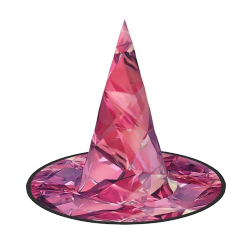 WOmeng Rosa Diamant Muster Druck Halloween Hexenhut Karneval Kostüm Zubehör Faltbare Leichte Kappe Festivals von WOmeng
