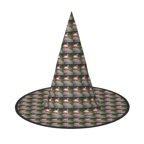 WOmeng Rosa Flamingo Druck Halloween Hexenhut Karneval Kostüm Zubehör Faltbare Leichte Kappe Festivals von WOmeng