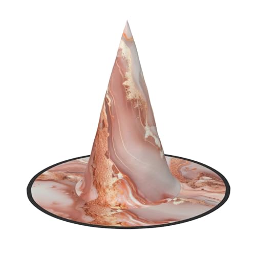 WOmeng Rose Gold Marmor Design Hintergrund Druck Halloween Hexenhut Karneval Kostüm Zubehör Faltbare Leichte Kappe Festivals von WOmeng